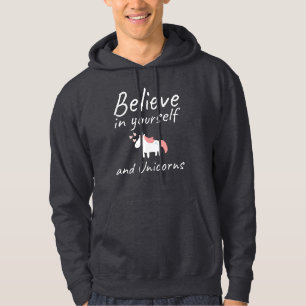 Believe In Yourself And Unicorns Positive Quote Hoodie