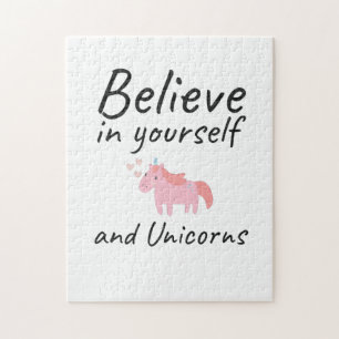 Believe In Yourself And Unicorns Positive Quote Jigsaw Puzzle
