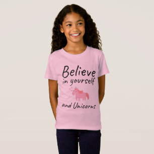 Believe In Yourself And Unicorns Positive Quote T-Shirt