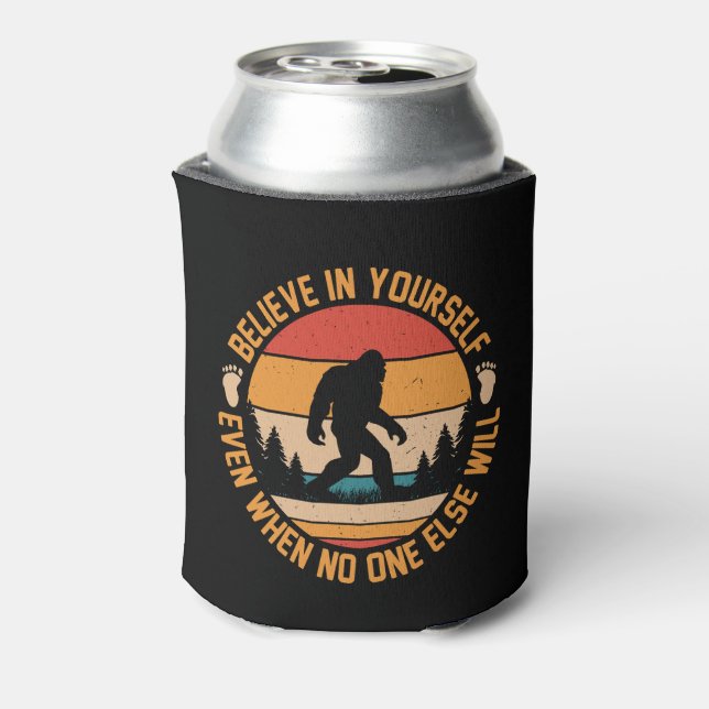 Believe In Yourself Bigfoot Black Can Cooler (Can Back)