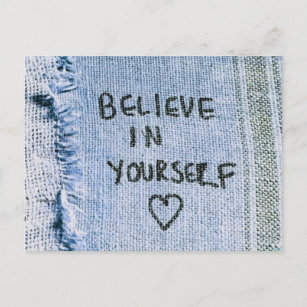 Believe in yourself Blue Denim Motivational Postcard