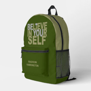 BELIEVE IN YOURSELF custom name & colour Printed Backpack