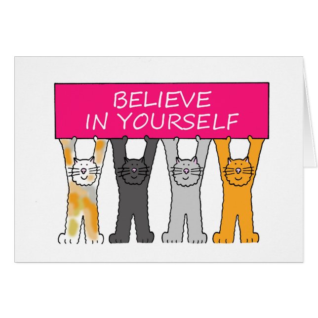 Believe in Yourself Cute Cartoon Cats (Front Horizontal)