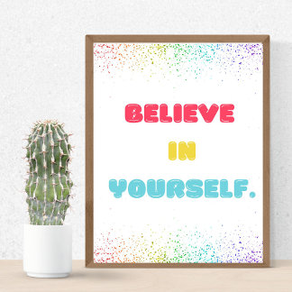 Believe in Yourself, Encouraging Wall Art for kids