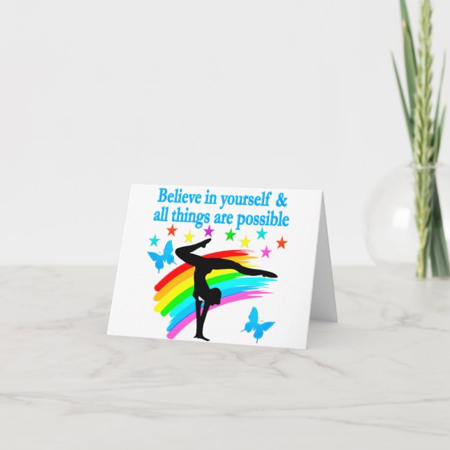 BELIEVE IN YOURSELF GYMNASTICS QUOTE CARD (Front)