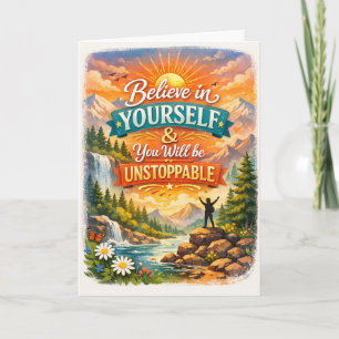 Believe in Yourself Inspirational Mountain Sunset  Card