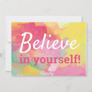 Believe in Yourself Inspirational Quote Watercolor Thank You Card