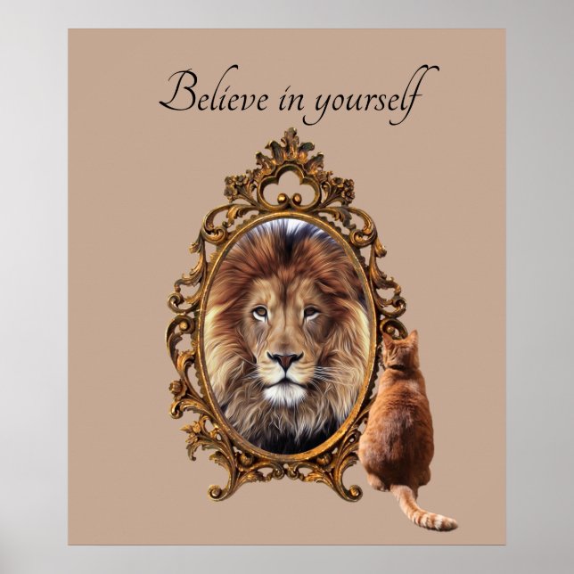 Believe In Yourself | Lion Vintage Inspirational  Poster (Front)