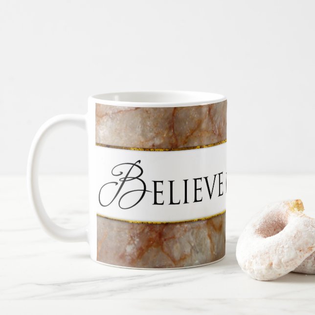 BELIEVE IN YOURSELF - MARBLE AFFECT COFFEE MUG (With Donut)