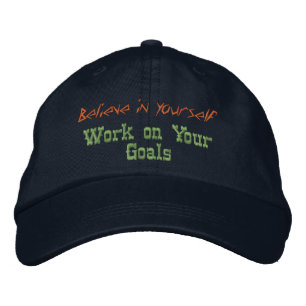 Believe in Yourself Motivational Quote Custom Navy Embroidered Hat