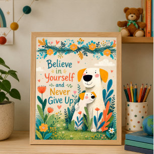 Believe In Yourself Never Give Up Dog Art Poster