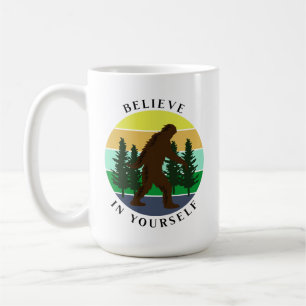 Believe in Yourself Vintage Sunset Bigfoot Coffee Mug