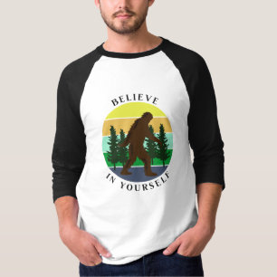 Believe in Yourself   Vintage Sunset Bigfoot   T-Shirt