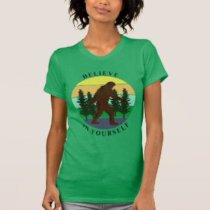 Believe in Yourself   Vintage Sunset Bigfoot   T-Shirt