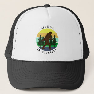 Believe in Yourself Vintage Sunset Bigfoot Trucker Hat