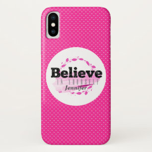 Believe In Yourself Watercolor Pink Polka Dots Case-Mate iPhone Case