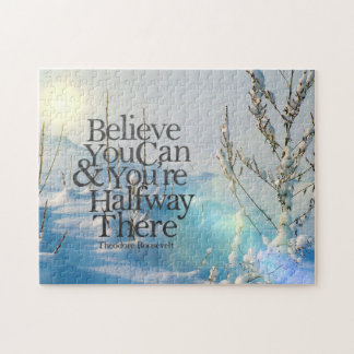 Believe In Yourself Winter Snow Motivational Quote Jigsaw Puzzle