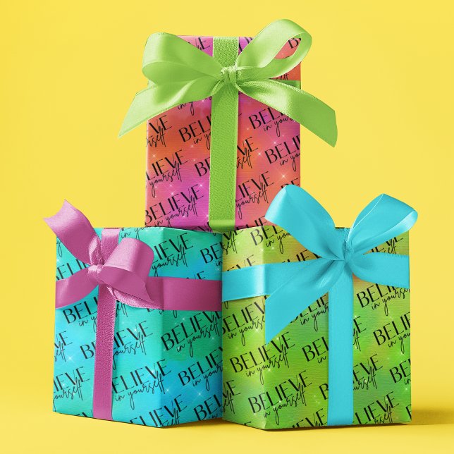 Believe In Yourself Wrapping Paper Sheets (Empower someone to believe in themselves with these colorful wrapping paper sheets! )