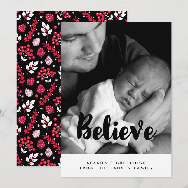 Believe Inspirational Family Photo Holiday Card (Front/Back)