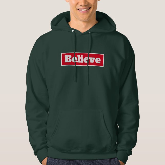 Believe Inspirational Motivational Quote Men's  Hoodie (Front)