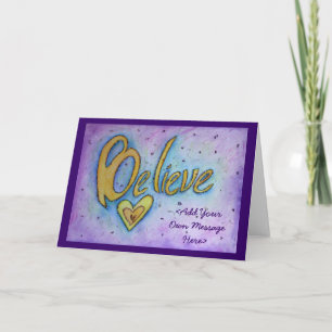 Believe Inspirational Word Art Greeting Cards