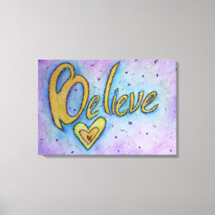 Believe Inspirational Word Painting Canvas Art