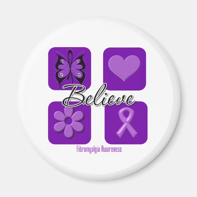 Believe Inspirations Fibromyalgia Awareness Magnet (Front)