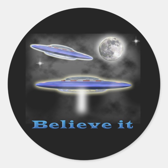 believe it UFO gear Classic Round Sticker (Front)