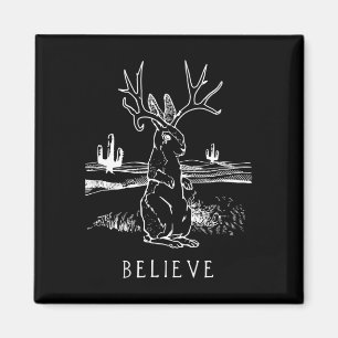 Believe Jackalope Cryptid Rabbit Bunny Apparel Magnet