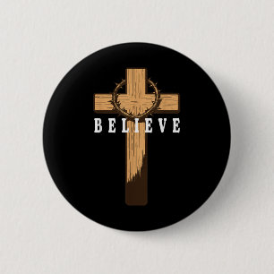 Believe Jesus Christian Cross God Faith Bible Reli 6 Cm Round Badge