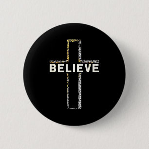 Believe Jesus Cross Religious Faith Christian Men 6 Cm Round Badge