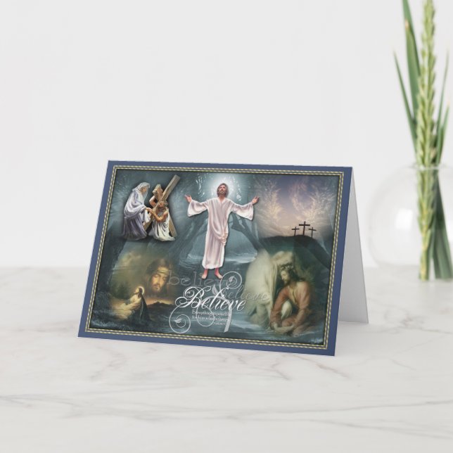 Believe Jesus Easter Christian Greeting Card (Front)