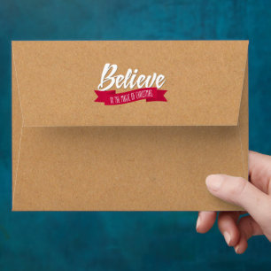 Believe. Kraft Paper Custom Christmas Envelopes