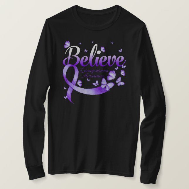Believe LEIOMYOSARCOMA Butterfly T-Shirt (Design Front)