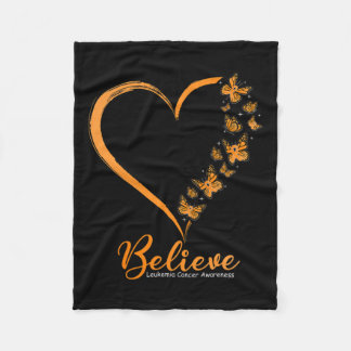 Believe Leukaemia Awareness Orange Ribbon Fleece Blanket