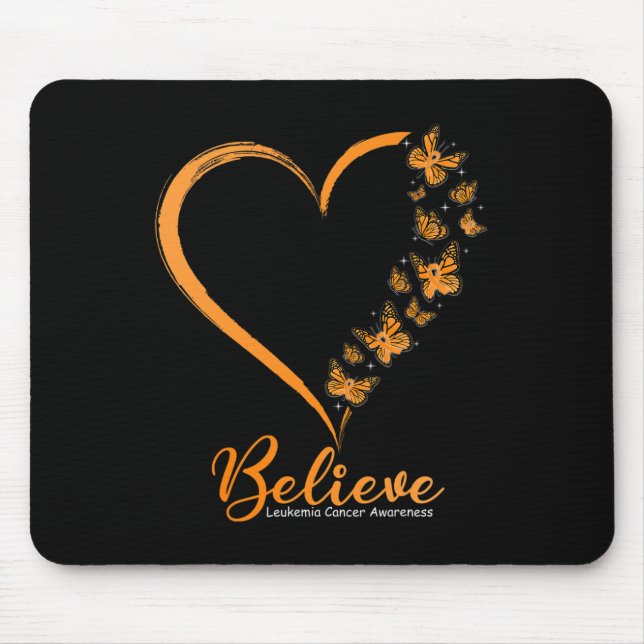 Believe Leukaemia Awareness Orange Ribbon  Mouse Pad (Front)