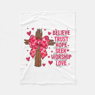Believe Like Mary Trust Like Joseph Coquette Cross Fleece Blanket