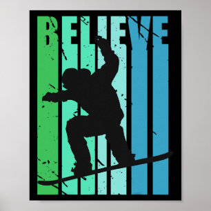 Believe Mens Snowboarding Snow Ski Skiing Motivati Poster