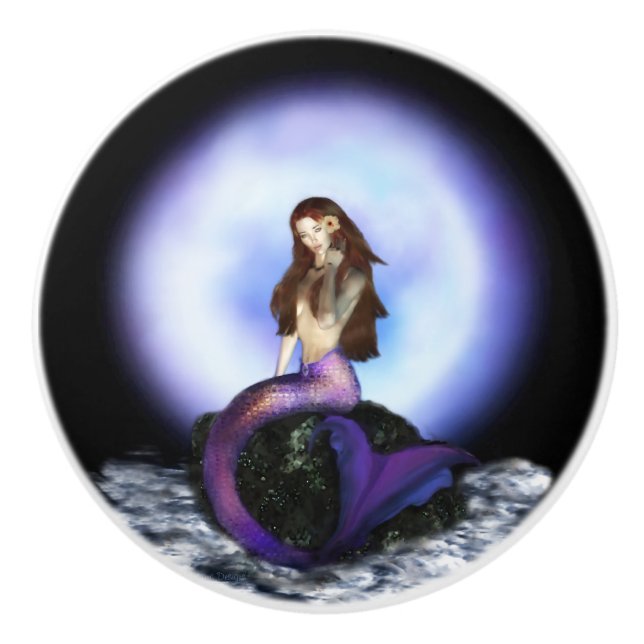 Believe Mermaid Ceramic Knob  (Front)