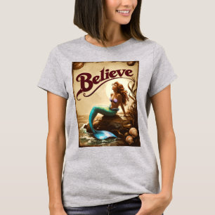 Believe Motivational Mermaid Vintage Retro Women's T-Shirt