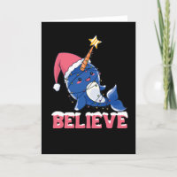 Believe Narwhal Christmas Snow Fairy Lights