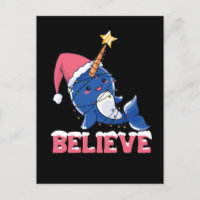 Believe Narwhal Christmas Snow Fairy Lights