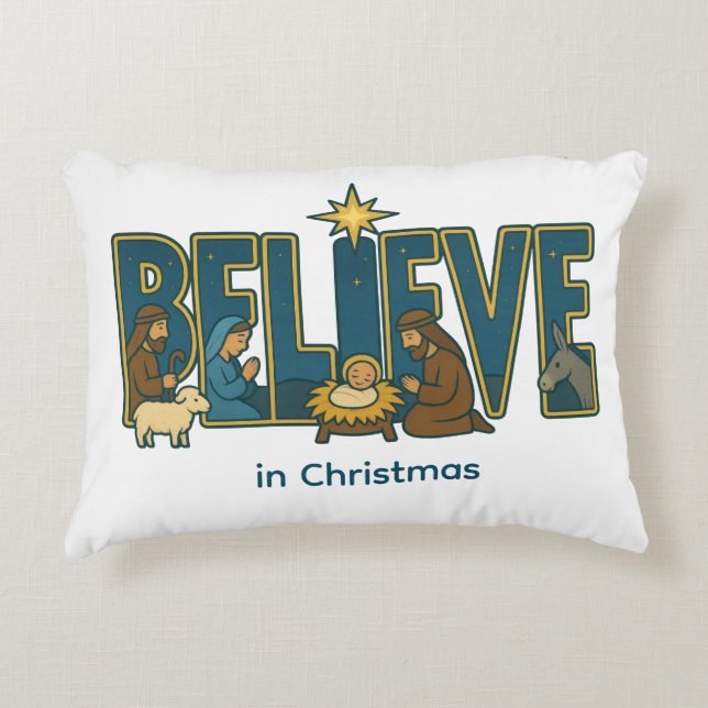 Believe nativity  decorative cushion (Front)