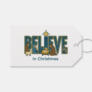 Believe nativity  gift tags