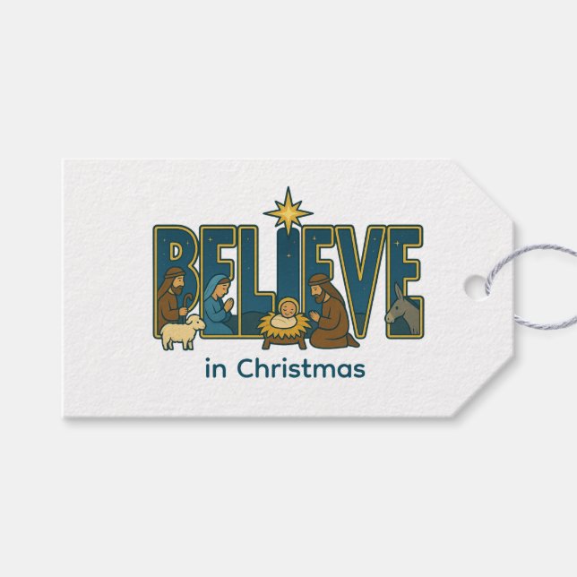 Believe nativity  gift tags (Front (Horizontal))