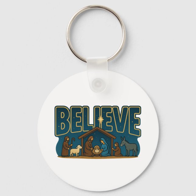 Believe Nativity Key Ring (Front)