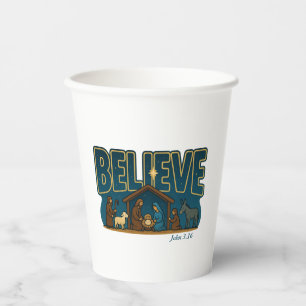 Believe Nativity Paper Cups