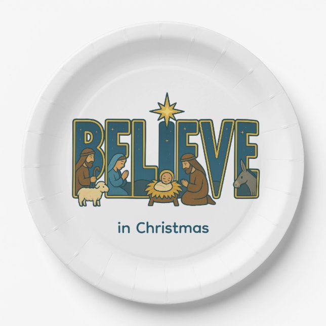 Believe nativity  paper plate (Front)