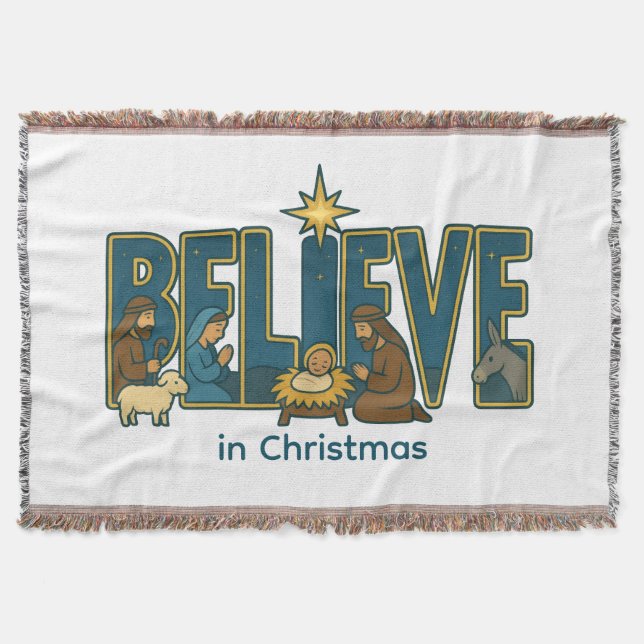 Believe nativity  throw blanket (Front)