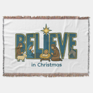 Believe nativity throw blanket